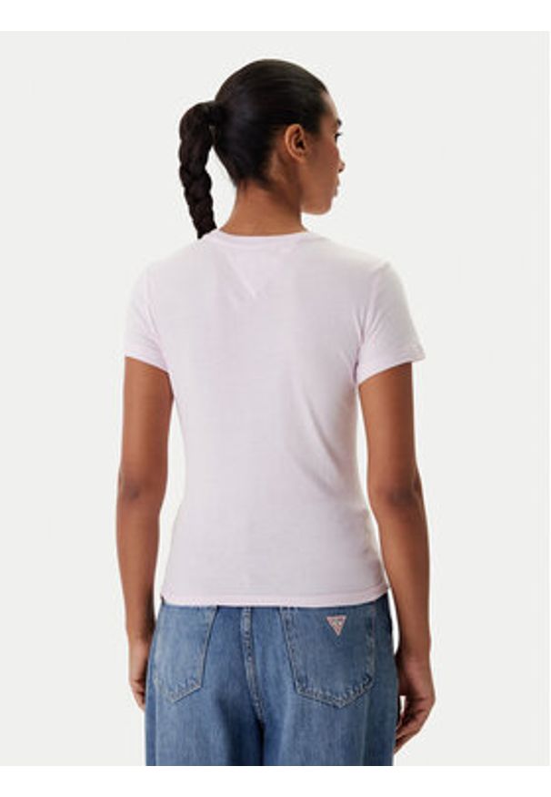 Tommy Jeans T-Shirt DW0DW22273 Różowy Slim Fit. Kolor: różowy. Materiał: bawełna
