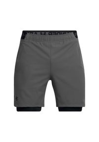 Krótkie 2-w-1 tkane Under Armour Vanish. Kolor: szary, wielokolorowy, czarny. Materiał: materiał. Długość: krótkie. Sport: fitness #1