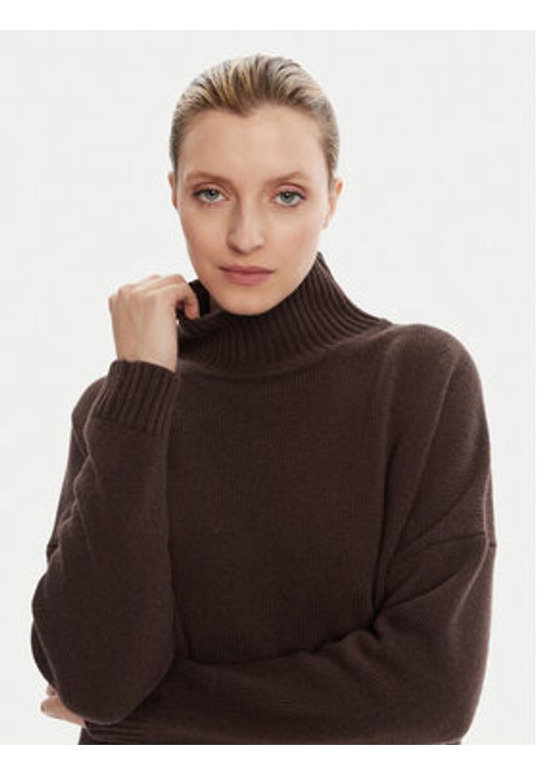 Weekend Max Mara Golf Borgia 2525366112 Brązowy Relaxed Fit. Typ kołnierza: golf. Kolor: brązowy. Materiał: wełna
