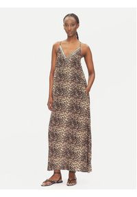 LOLA CASADEMUNT Sukienka letnia LS2516041 Brązowy Relaxed Fit. Kolor: brązowy. Materiał: wiskoza. Sezon: lato
