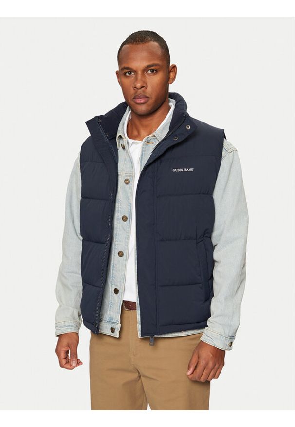 Guess Jeans Kamizelka M4BN47 WGII2 Granatowy Regular Fit. Kolor: niebieski. Materiał: syntetyk