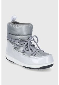 Moon Boot Śniegowce Low Pillow kolor srebrny. Nosek buta: okrągły. Zapięcie: sznurówki. Kolor: srebrny. Materiał: guma