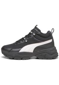 Buty Puma Cassia Via Mid, Kobiety. Kolor: czarny. Materiał: skóra, materiał. Sport: turystyka piesza