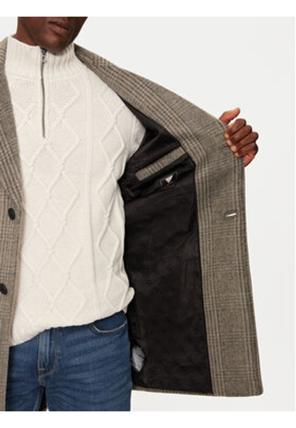 Guess Płaszcz wełniany M4BL14 WGGF0 Beżowy Regular Fit. Kolor: beżowy. Materiał: wełna, syntetyk