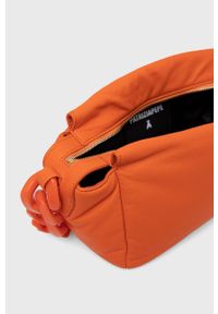 Patrizia Pepe torebka skórzana kolor pomarańczowy. Kolor: pomarańczowy. Materiał: skórzane. Rodzaj torebki: na ramię #3