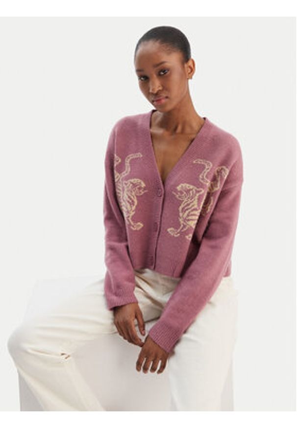 RVCA Kardigan EVJSW03002 Fioletowy Relaxed Fit. Kolor: fioletowy. Materiał: syntetyk