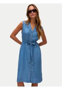 Vero Moda Sukienka letnia Bree 10304888 Niebieski Regular Fit. Kolor: niebieski. Materiał: lyocell. Sezon: lato