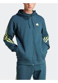 Adidas - adidas Bluza Future Icons 3-Stripes Full-Zip Hoodie IJ8878 Turkusowy Regular Fit. Kolor: turkusowy. Materiał: bawełna