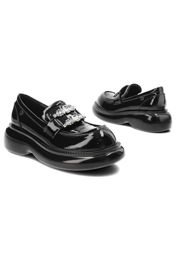 Czarne Półbuty Tuffoni Damskie Eleganckie Obuwie. Okazja: na co dzień. Kolor: czarny. Materiał: skóra, lakier. Styl: casual, elegancki, klasyczny