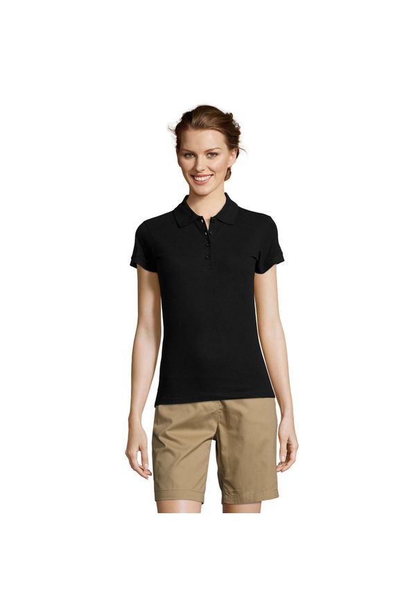 SOL'S - Damska Koszulka Polo People. Typ kołnierza: polo. Kolor: czarny