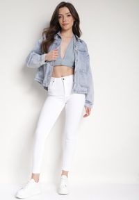 Born2be - Białe Jeansy Bawełniane o Fasonie Skinny Larnfe. Kolor: biały. Styl: elegancki #3