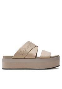 Calvin Klein Jeans Klapki Flatform Sandal Webbing In Mr YW0YW01361 Beżowy. Kolor: beżowy