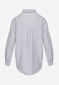 Born2be - Niebieska Koszula z Bawełną w Paski Ozdobiona Haftem Sercem Sewriva. Okazja: na co dzień. Typ kołnierza: kołnierzyk klasyczny. Kolor: niebieski. Materiał: bawełna. Wzór: aplikacja, haft, paski. Styl: casual, klasyczny #7