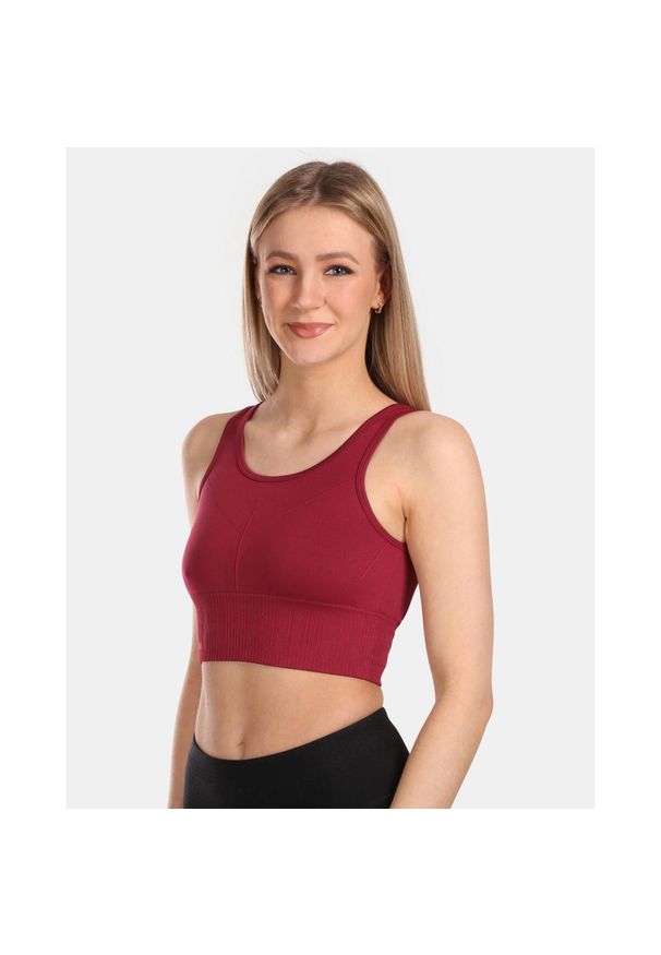 Damski bezszwowy crop top Kilpi LIARA-W. Kolor: czerwony
