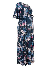 Sukienka ciążowa z dżerseju LENZING™ ECOVERO™ bonprix ciemnoniebieski w kwiaty. Kolekcja: moda ciążowa. Kolor: niebieski. Materiał: jersey. Wzór: kwiaty. Długość: maxi #1