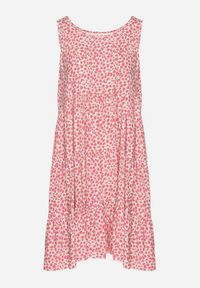 Born2be - Różowa Bawełniana Sukienka Bez Rękawów w Kolorowe Plamki Nattelle. Okazja: na co dzień. Kolor: różowy. Materiał: bawełna. Długość rękawa: bez rękawów. Wzór: kolorowy. Styl: klasyczny, casual, elegancki #2