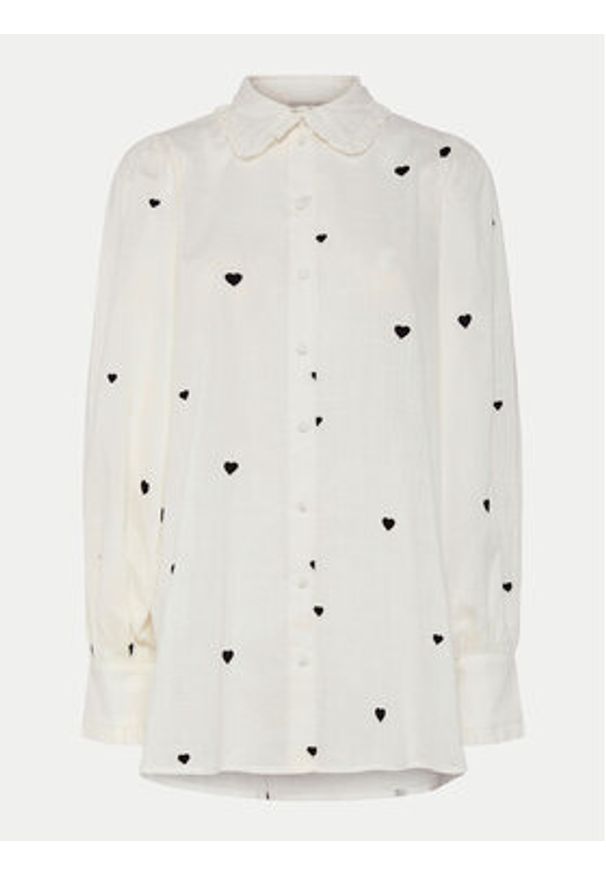 YAS Koszula Heart 26027777 Biały Regular Fit. Kolor: biały. Materiał: bawełna