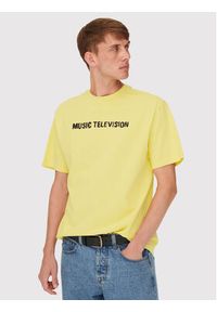 Only & Sons T-Shirt MTV 22022779 Żółty Relaxed Fit. Kolor: żółty. Materiał: bawełna