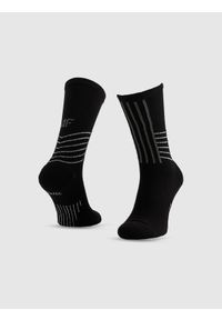 4f - 4F Skarpetki trekkingowe z wełną długie męskie - czarne 43-46. Kolor: czarny. Materiał: wełna. Wzór: prążki. Sport: turystyka piesza #1