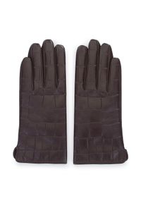 Wittchen - Damskie rękawiczki ze skóry croco brązowe. Kolor: brązowy. Materiał: skóra. Wzór: aplikacja, gładki. Styl: casual, elegancki #4