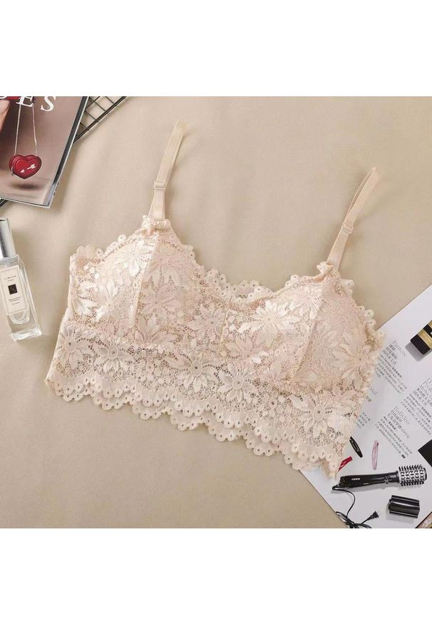 Intica - Braletka koronkowa z delikatnego materiału Mafumi. Kolor: beżowy. Materiał: materiał, koronka. Wzór: koronka