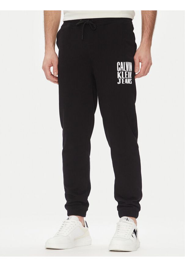 Calvin Klein Jeans Spodnie dresowe Painted J30J327535 Czarny Regular Fit. Kolor: czarny. Materiał: bawełna