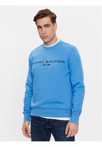 TOMMY HILFIGER - Tommy Hilfiger Bluza Tommy Logo Sweatshirt MW0MW11596 Niebieski Regular Fit. Kolor: niebieski. Materiał: syntetyk, bawełna