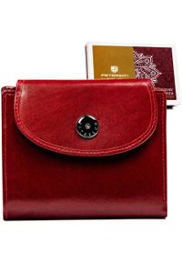 Portfel damski ze skóry naturalnej w czerwonym kolorze zamykany na zatrzask - Peterson. Kolor: czerwony. Materiał: skóra #1