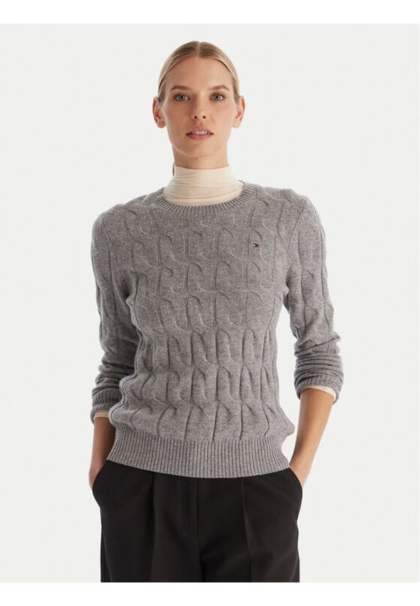 TOMMY HILFIGER - Tommy Hilfiger Sweter WW0WW43586 Szary Regular Fit. Kolor: szary. Materiał: wełna