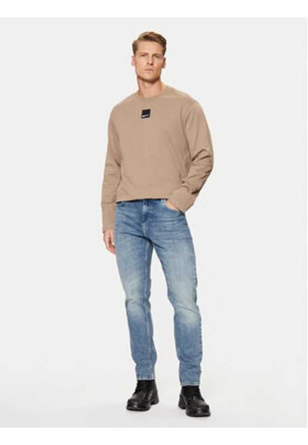 Karl Lagerfeld Jeans Longsleeve A1M17043 Beżowy Regular Fit. Kolor: beżowy. Materiał: bawełna. Długość rękawa: długi rękaw