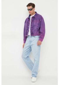 Calvin Klein Jeans kurtka jeansowa męska kolor fioletowy przejściowa. Kolor: fioletowy. Materiał: bawełna #3