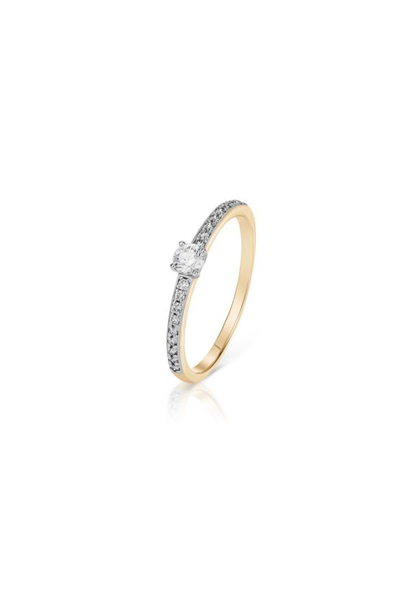 W.KRUK Wyjątkowy Złoty Pierścionek - złoto 585, Brylant 0,08ct,brylant 0,10ct - XWK/PB+360K. Materiał: złote. Kolor: złoty. Kamień szlachetny: brylant