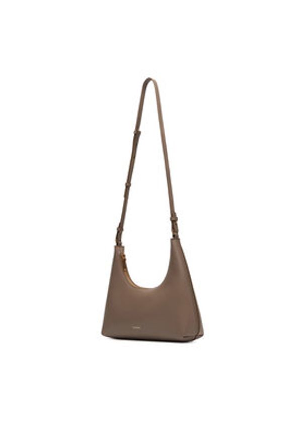 Calvin Klein Torebka Foil Logo Conv Shoulder Bag LV04F3272G Beżowy. Kolor: beżowy. Materiał: skórzane