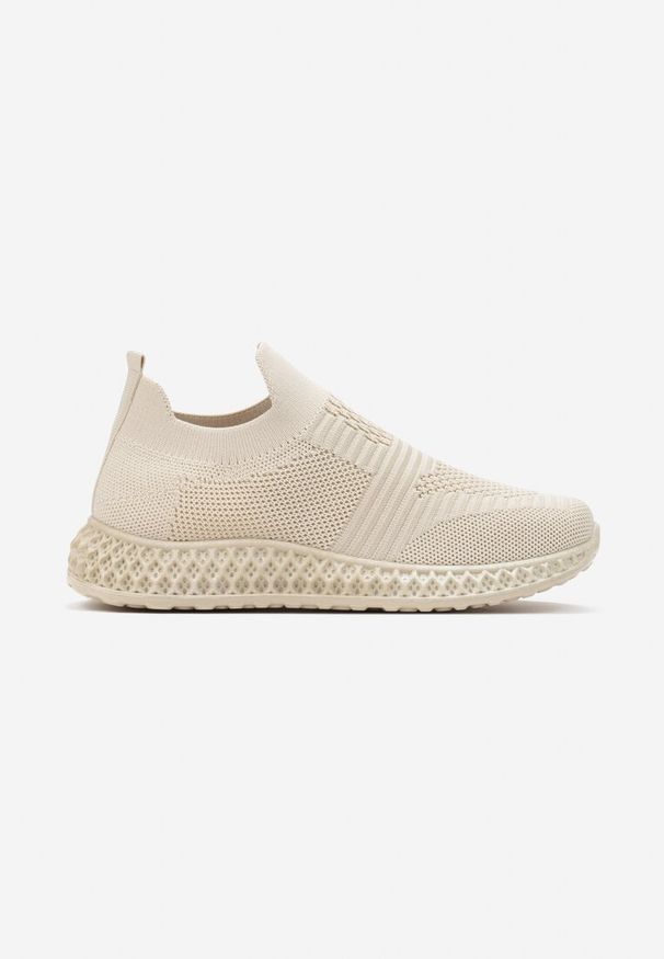 Born2be - Beżowe Buty Sportowe Khlorestra. Zapięcie: bez zapięcia. Kolor: beżowy. Materiał: jeans, materiał. Wzór: aplikacja. Obcas: na płaskiej podeszwie
