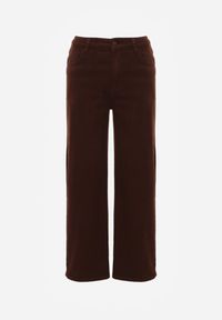 Born2be - Ciemnobrązowe Bawełniane Jeansy z Wysokim Stanem i Szerokimi Nogawkami Taphixa. Okazja: na co dzień. Stan: podwyższony. Kolor: brązowy. Styl: klasyczny, casual #6