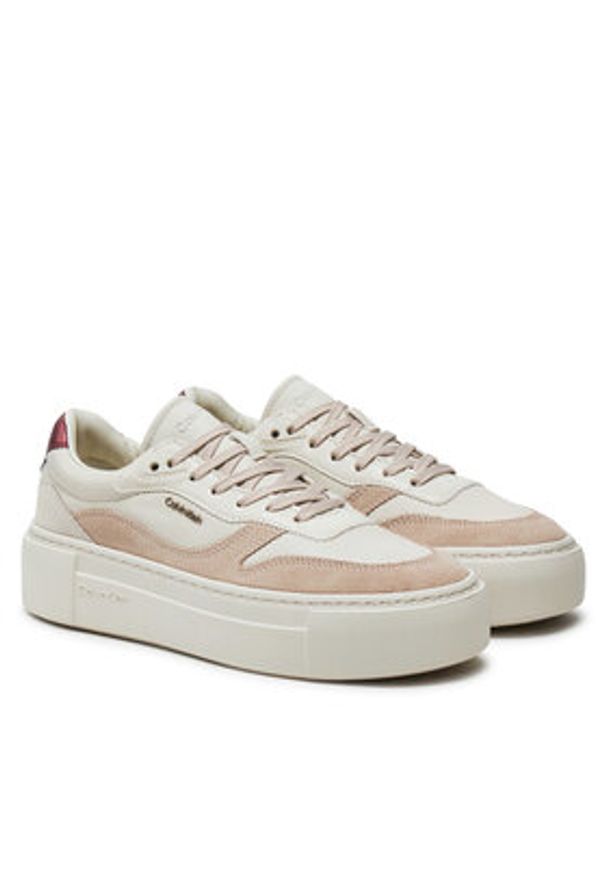 Calvin Klein Sneakersy Ff Cupsole Lace Up W/Ml Mix M HW0HW02125 Beżowy. Kolor: beżowy. Materiał: skóra