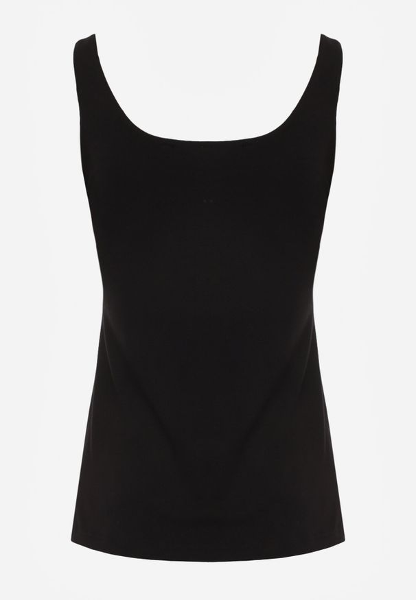 Born2be - Czarny Gładki Top na Szerokich Ramiączkach w Stylu Basic Starbe. Okazja: na co dzień, do pracy. Kolekcja: plus size. Kolor: czarny. Materiał: jeans. Długość rękawa: na ramiączkach. Wzór: gładki. Sezon: lato. Styl: elegancki, casual, klasyczny