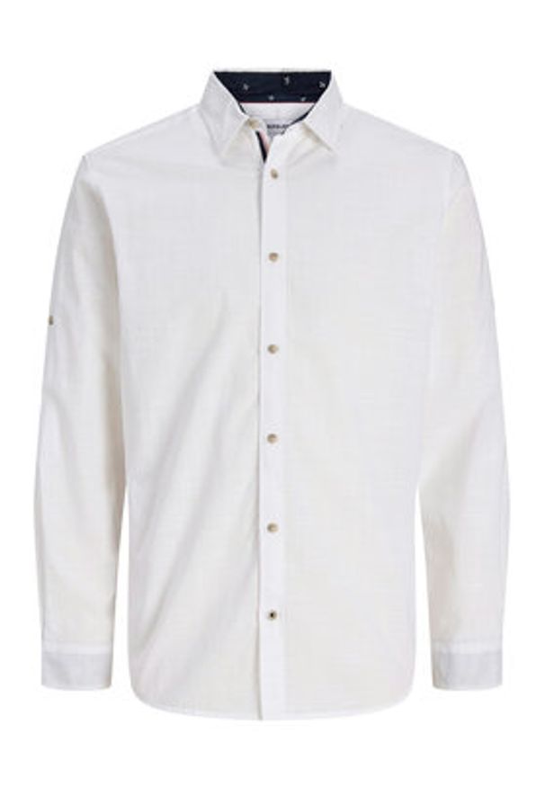 Jack & Jones Koszula Henry 12289197 Biały Regular Fit. Kolor: biały. Materiał: bawełna