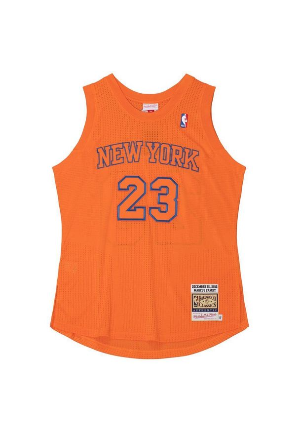 Mitchell & Ness - Koszulka New York Knicks Authentic Christmas Day Marcus Camby 2012/13. Kolor: pomarańczowy. Materiał: poliester. Sport: koszykówka