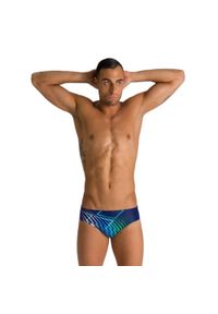 Kąpielówki slipy męskie na basen Arena Optical Waves Brief. Kolor: niebieski