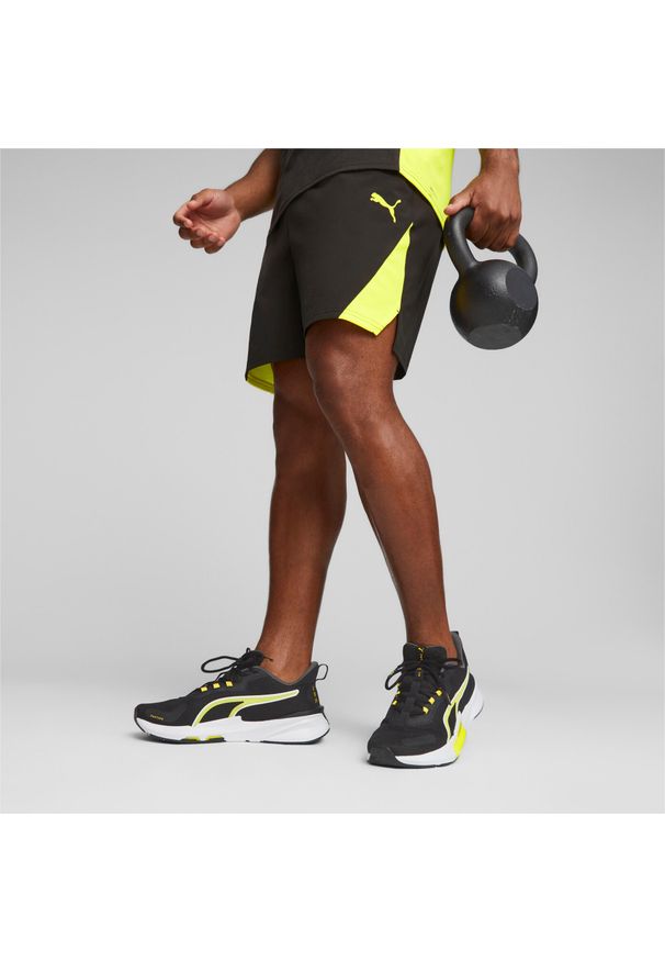 Spodenki męskie Puma Fit Ultrabreathe 7 Woven Short. Kolor: wielokolorowy, żółty, czarny. Materiał: poliester, materiał. Sport: fitness