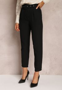 Renee - Czarne Spodnie z Paskiem Eudea. Kolor: czarny. Materiał: materiał. Długość: długie. Wzór: jednolity. Styl: elegancki #3