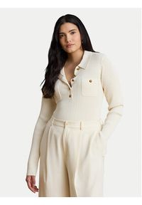 Lauren Ralph Lauren - LAUREN RALPH LAUREN Sweter 200P03459003 Kremowy Slim Fit. Kolor: kremowy. Materiał: wiskoza #4