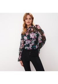 Mohito - Bluzka w kwiaty - Czarny. Kolor: czarny. Wzór: kwiaty #1