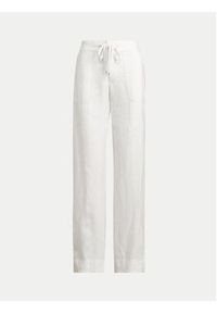 Lauren Ralph Lauren Spodnie materiałowe 200735138001 Biały Wide Leg. Kolor: biały. Materiał: len