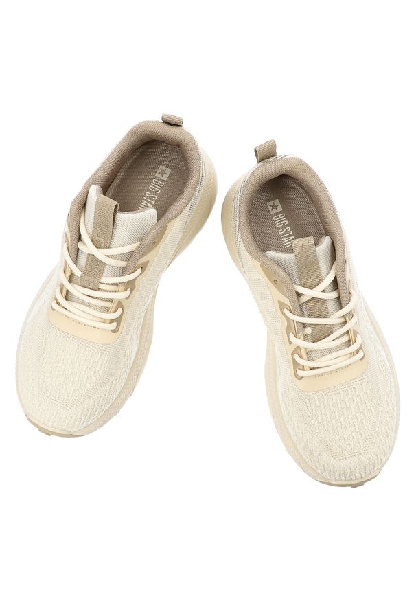 Big-Star - Sneakersy damskie Big Star, cholewka z materiału tekstylnego o oddychającej strukturze klasyczne sznurowanie, beżowe, TT274318. Okazja: na spacer, na co dzień. Zapięcie: sznurówki. Kolor: beżowy. Materiał: materiał. Szerokość cholewki: normalna. Sport: turystyka piesza