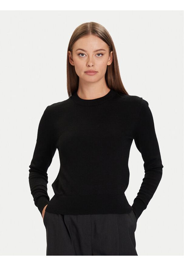Calvin Klein Sweter LV044D370G Czarny Regular Fit. Kolor: czarny. Materiał: syntetyk