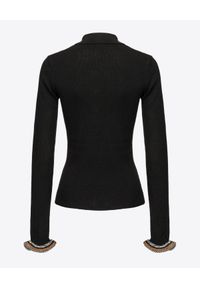 Pinko - PINKO - Czarny sweter polo z wełną Vin. Typ kołnierza: polo. Kolor: czarny. Materiał: wełna. Styl: klasyczny #2