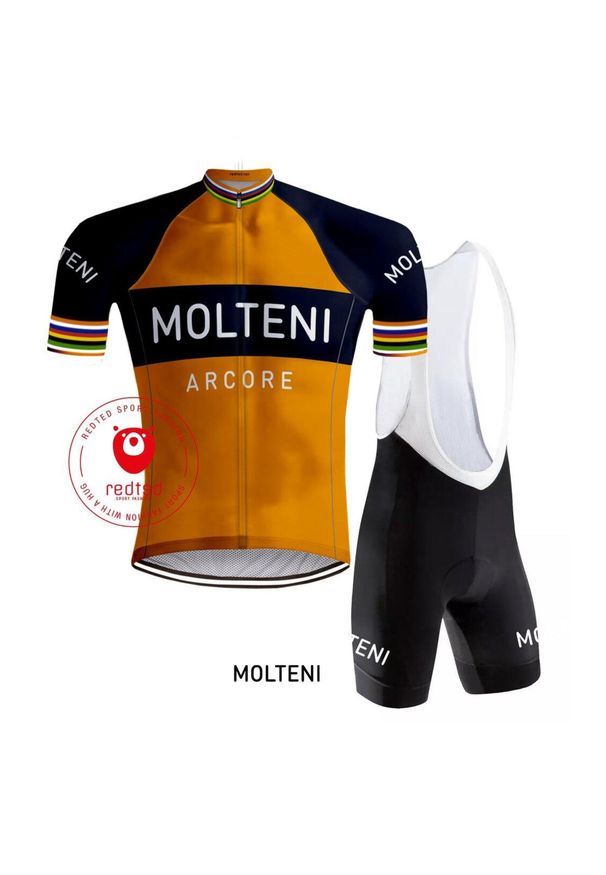 REDTED - Camisola de ciclismo retro Molteni Laranja - RedTed. Kolor: pomarańczowy, czarny. Materiał: poliester