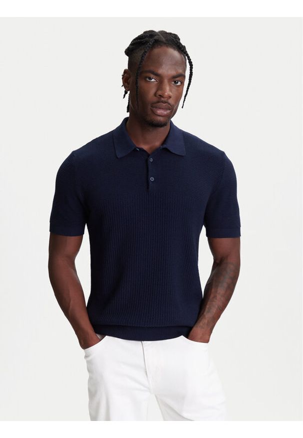 United Colors of Benetton - United Colors Of Benetton Polo 1198U301H Granatowy Regular Fit. Typ kołnierza: polo. Kolor: niebieski. Materiał: bawełna